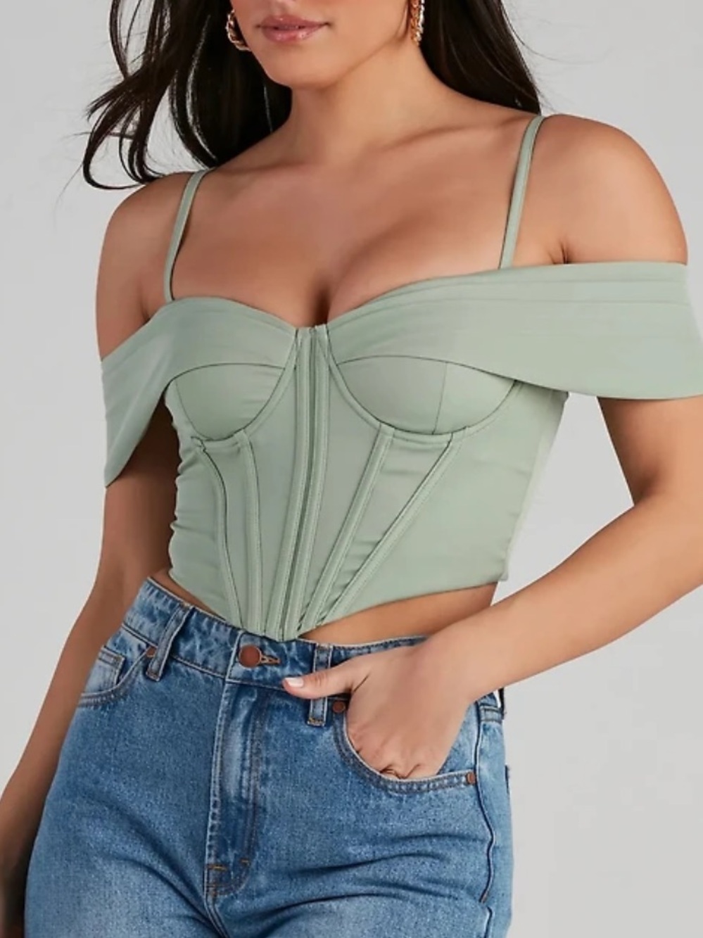 Forever Femme cold shoulder corset top